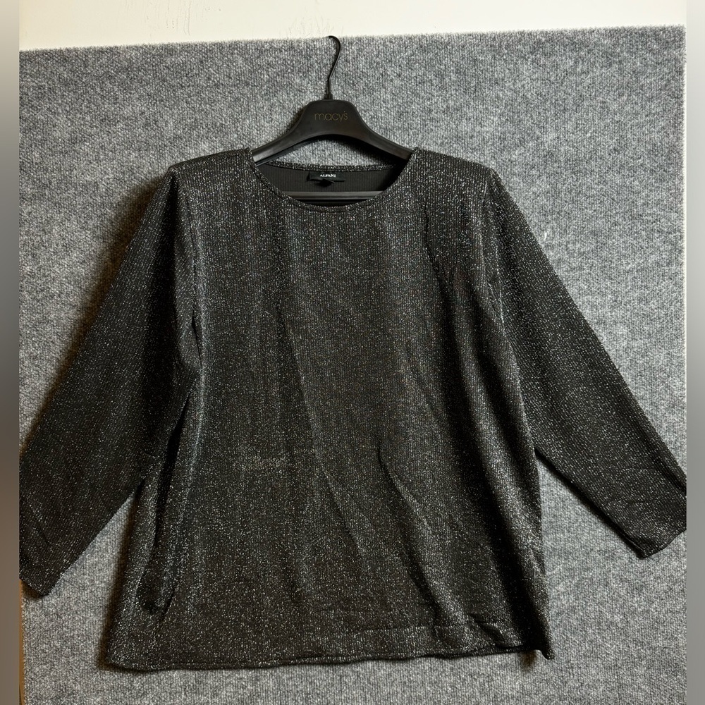 NEW ALFANI Metallic Silver Gray Sweater Women's 2X - NWT